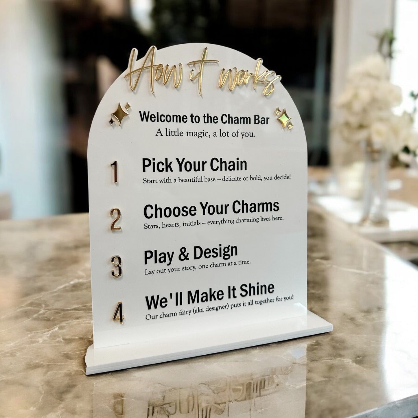 How it Works Charm Bar Sign