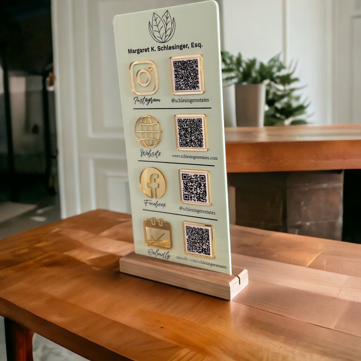 Four QR Code Sign with Social Media Links and your Logo