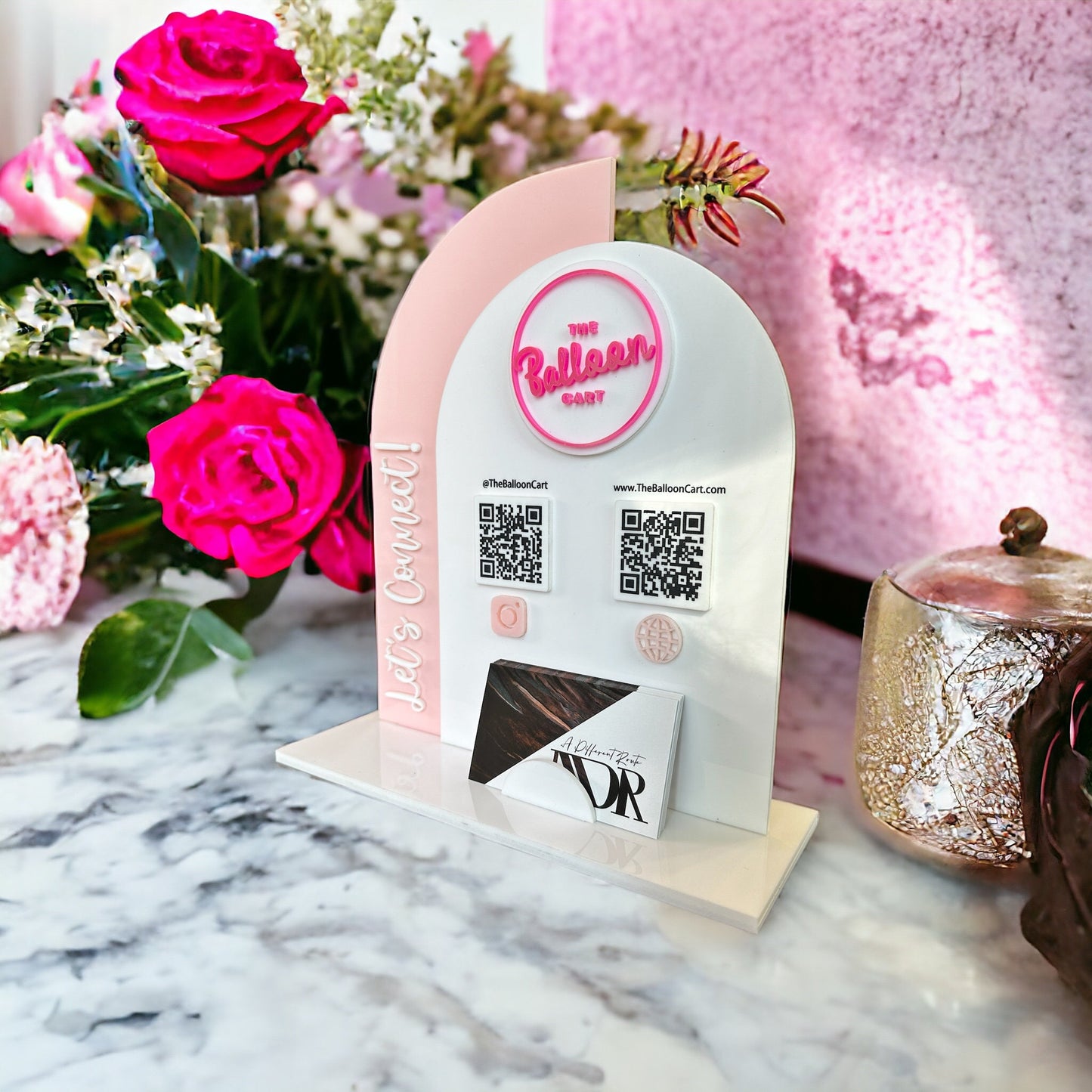 Customizable QR Code Sign with Business Card Holder – Perfect for Cafes, Boutiques, & Events