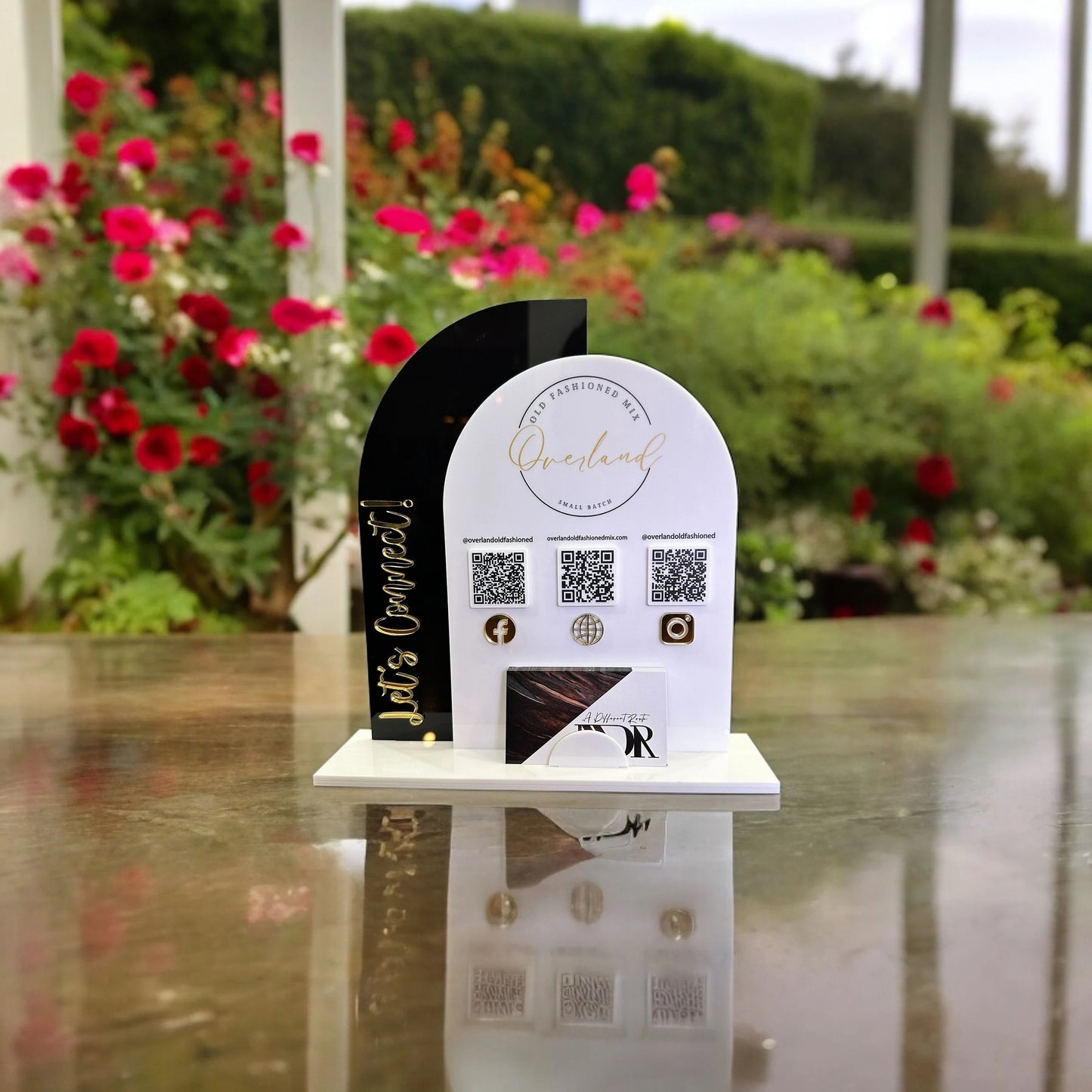Customizable QR Code Sign with Business Card Holder – Perfect for Cafes, Boutiques, & Events