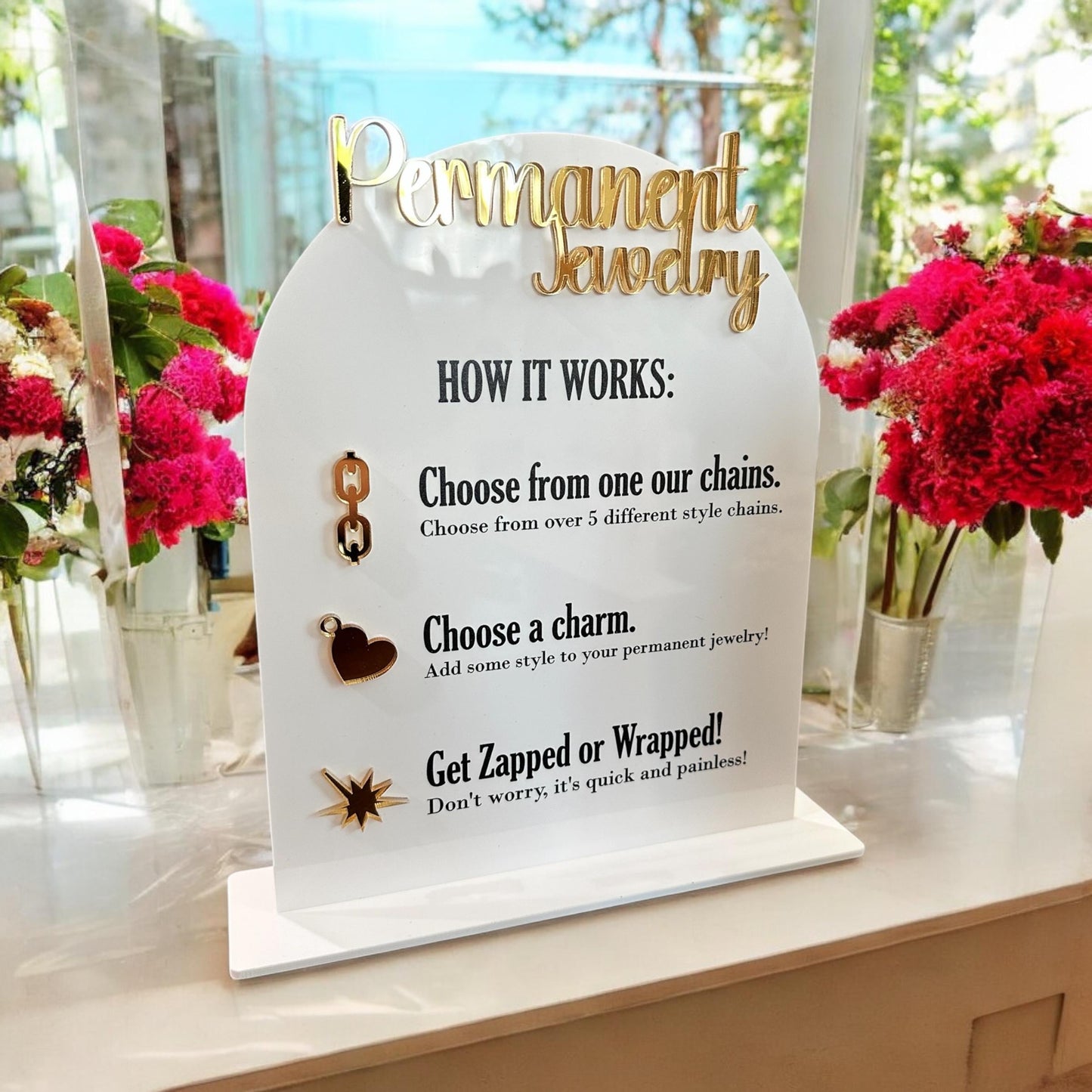 Permanent Jewelry and How it Works Sign Bundle