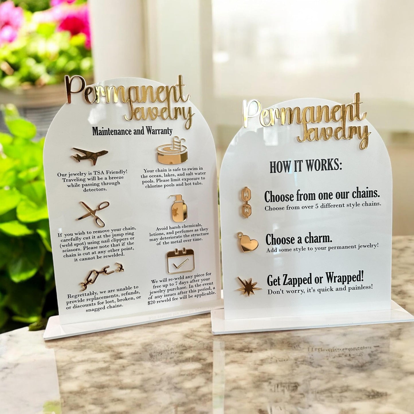 Permanent Jewelry and How it Works Sign Bundle