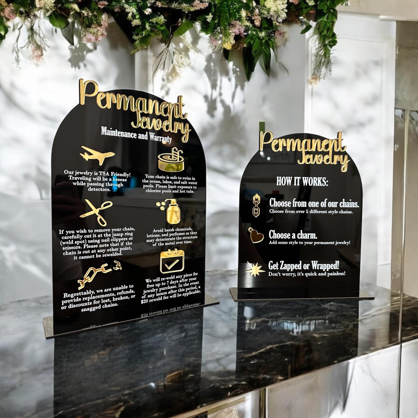 Permanent Jewelry and How it Works Sign Bundle