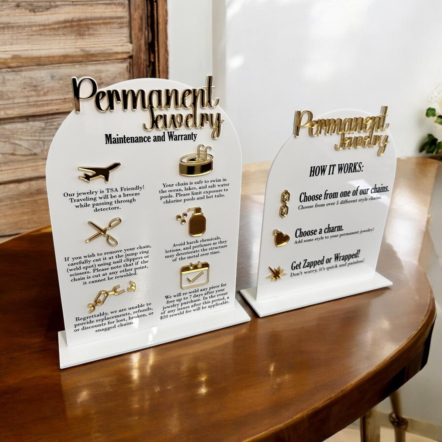 Permanent Jewelry and How it Works Sign Bundle