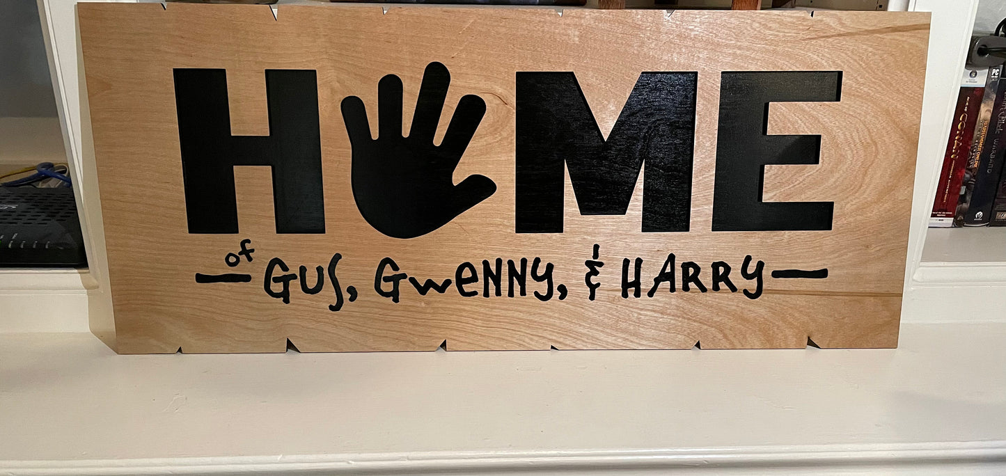 Personalized Wood Home Sign with Kids Names