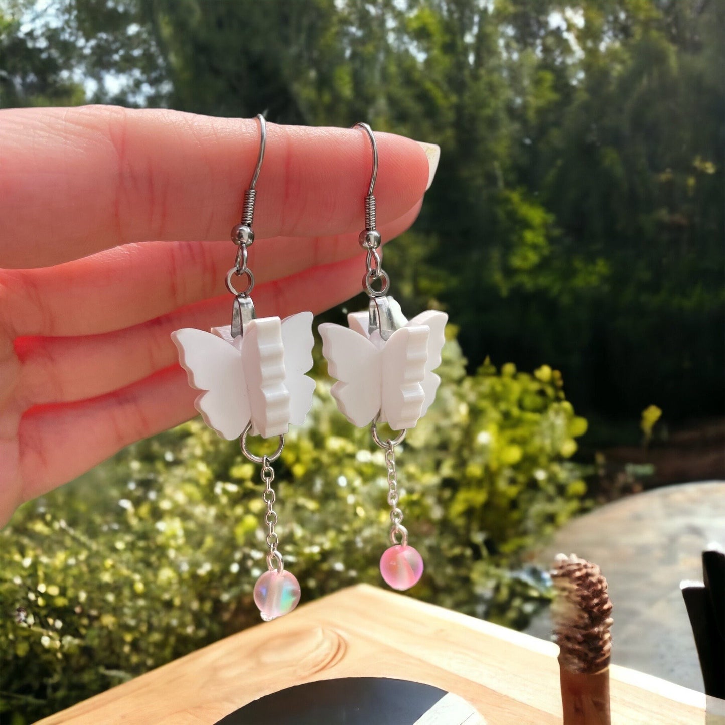 3D Butterfly Acrylic Earrings, Butterfly Wing Earrings, Dangle Earring, Dangle Chain Earring