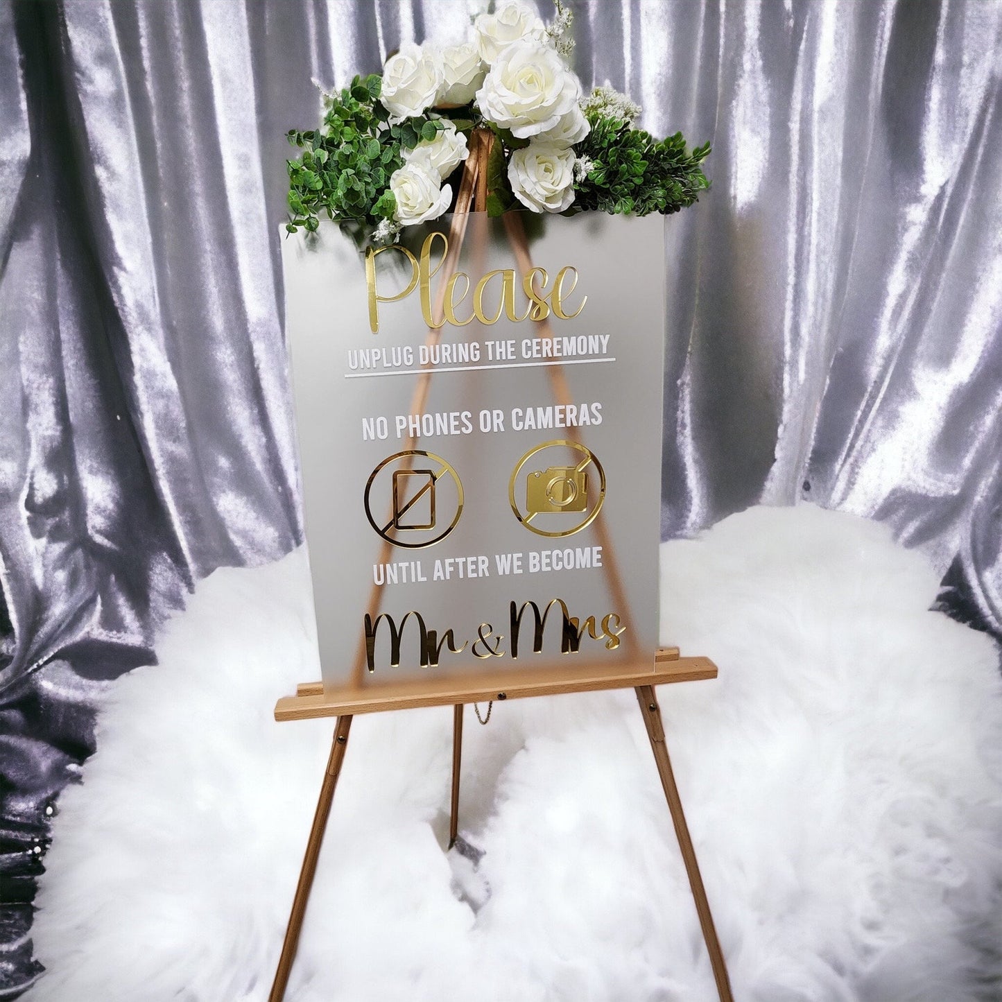 Unplugged Wedding Sign, Ceremony Sign, Frosted Wedding Signage, 3D Raised Lettering Acrylic