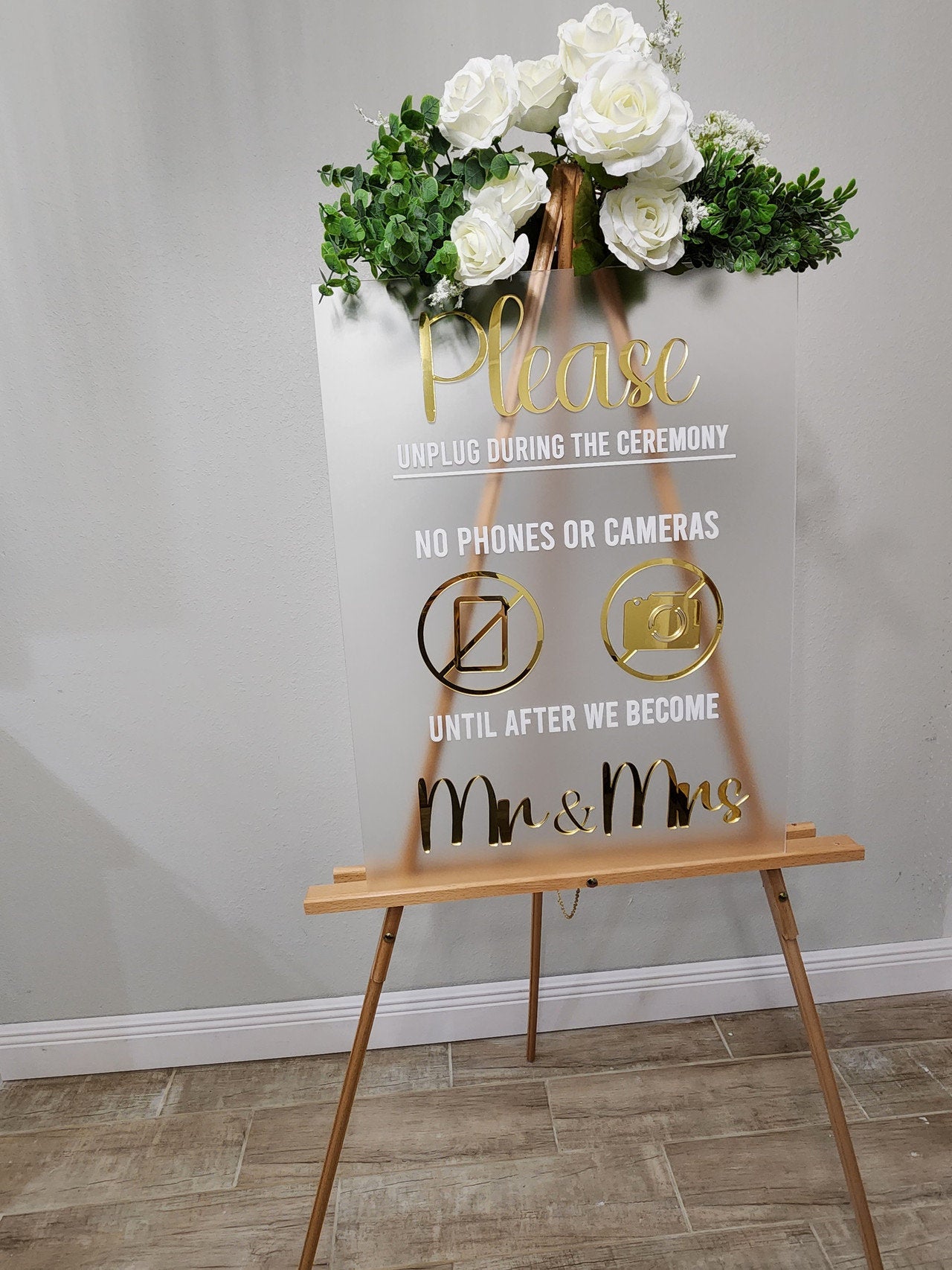 Unplugged Wedding Sign, Ceremony Sign, Frosted Wedding Signage, 3D Raised Lettering Acrylic