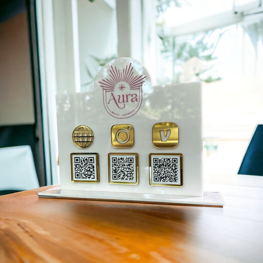 Horizontal Rectangle QR Code Sign with Three QR Codes