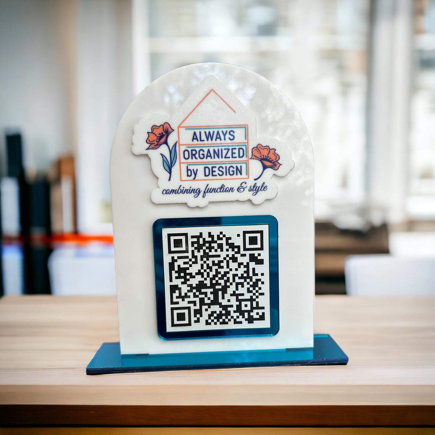 Arched Single QR Code Sign with your Logo