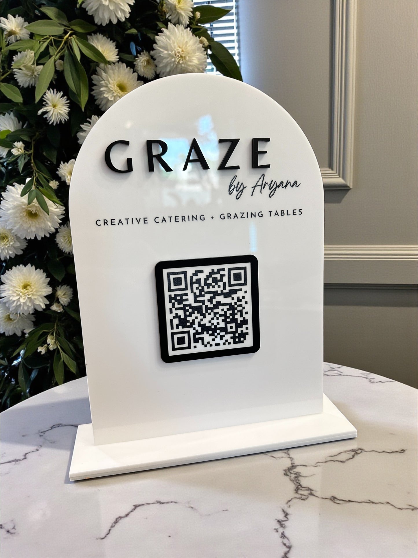 Arched Single QR Code Sign with your Logo