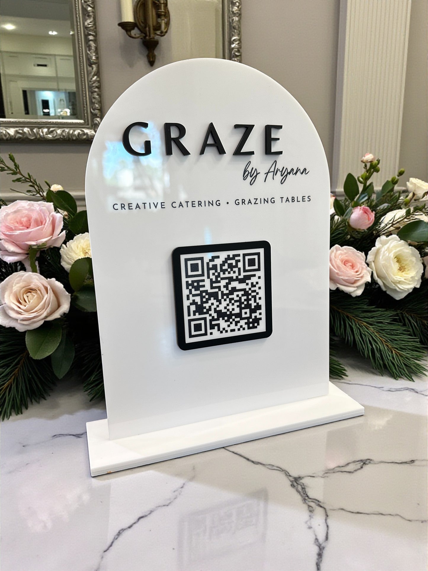 Arched Single QR Code Sign with your Logo