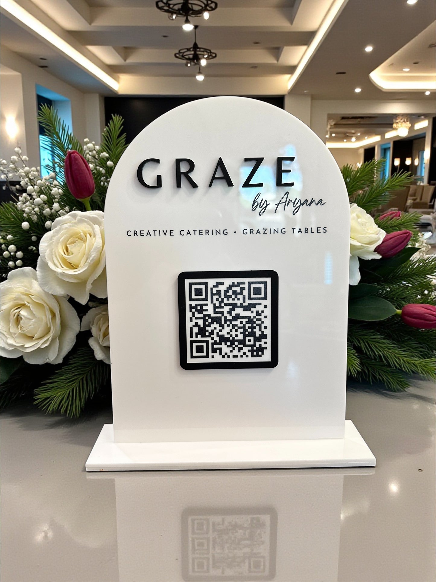 Arched Single QR Code Sign with your Logo