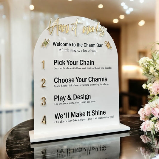 How it Works Charm Bar Sign
