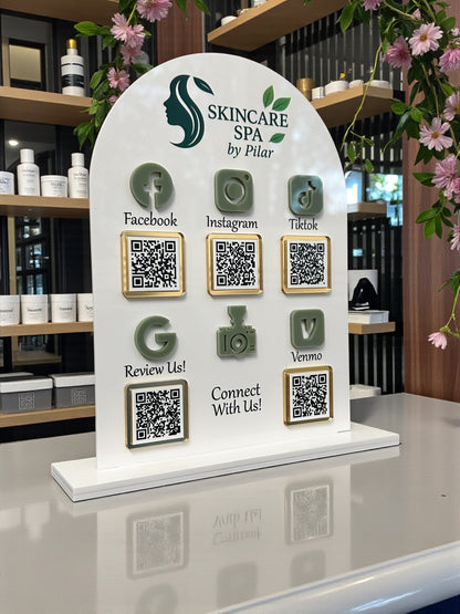 Arched QR Code Sign with Five or Six QR Codes