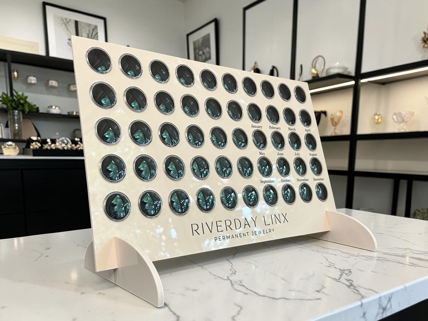 Acrylic Gem Display Stand with Built in Birthstone Section