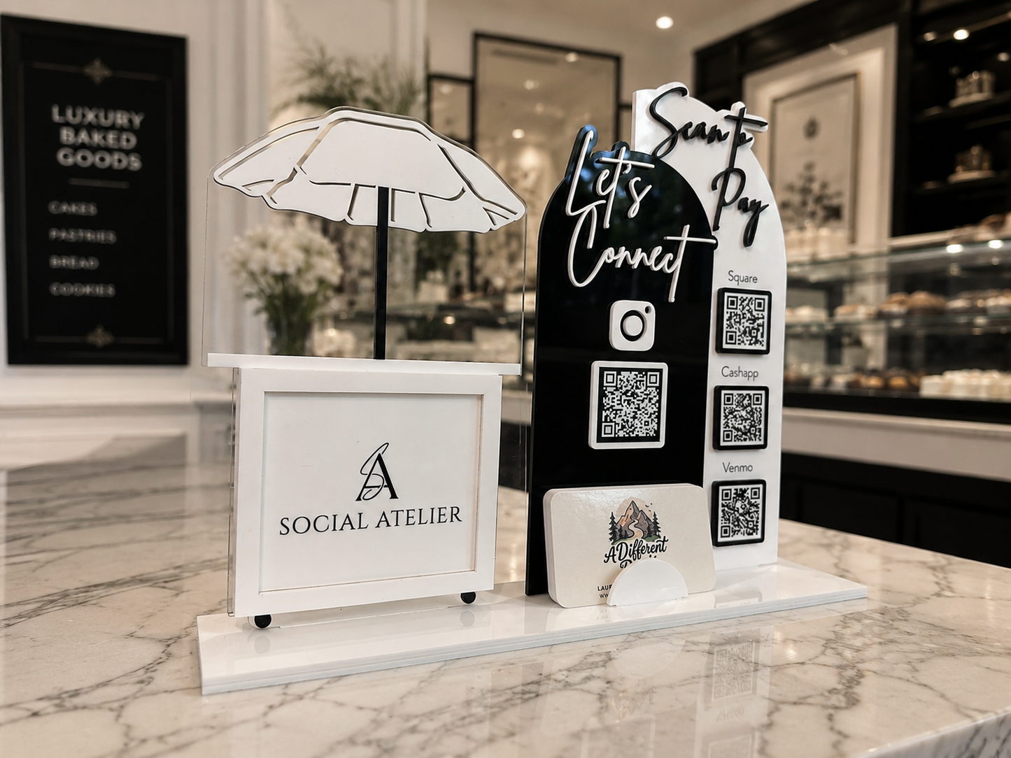 Triple Arch Charcuterie Cart Sign with Scan To Pay Options