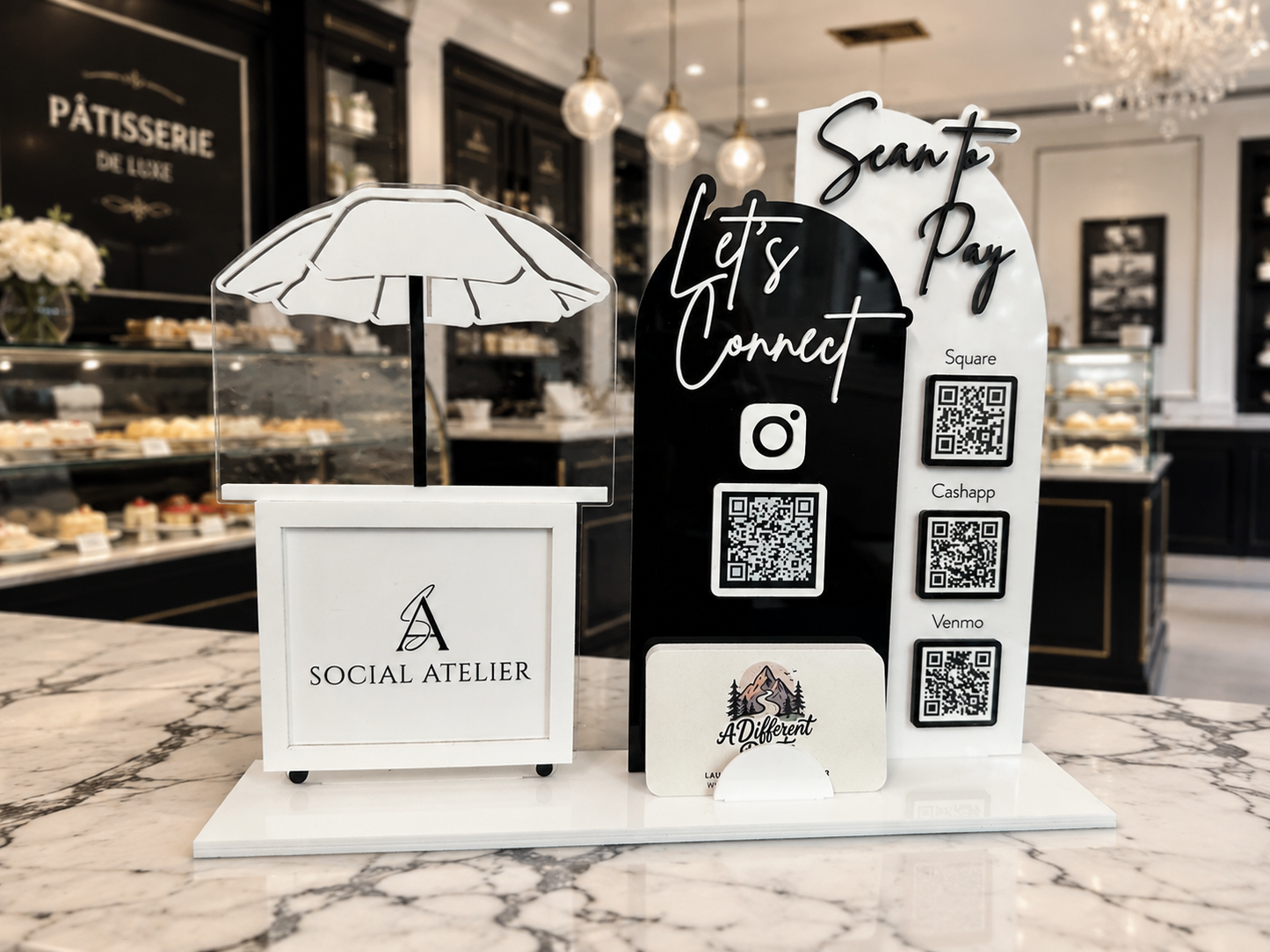 Triple Arch Charcuterie Cart Sign with Scan To Pay Options