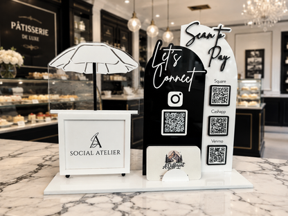Triple Arch Charcuterie Cart Sign with Scan To Pay Options