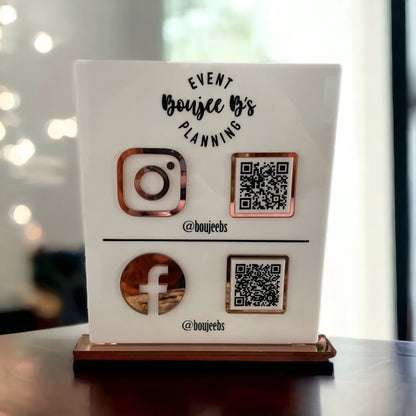 Two QR Code Custom Business Sign with your Logo