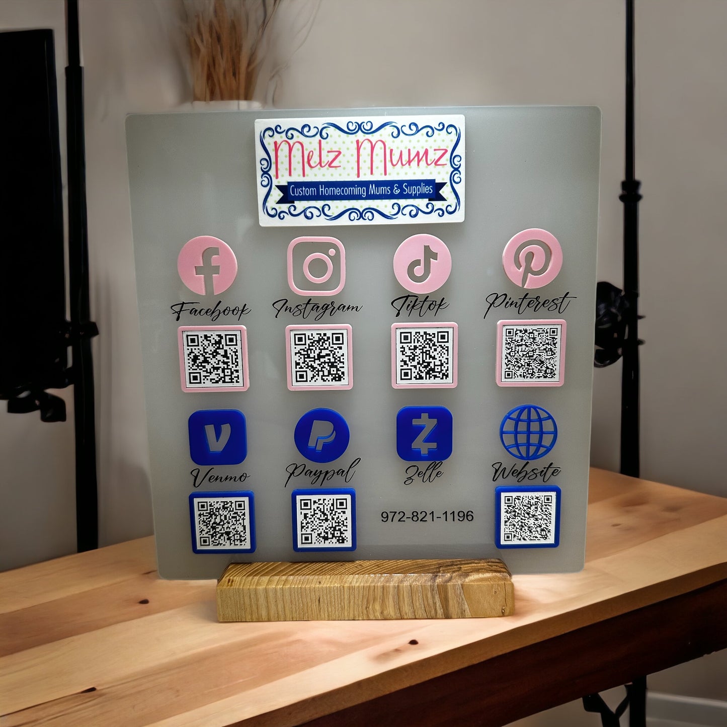 Eight QR Code Sign - Custom Tabletop Vendor Sign