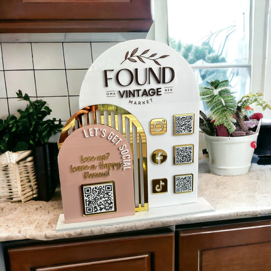 Triple Arch Four QR Code Sign