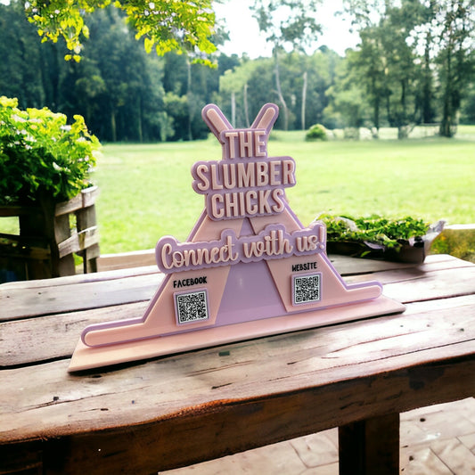 Custom Tent Two or Three QR Code Sign, Social Media Display for Business