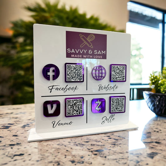 Four QR Code Sign with your Logo