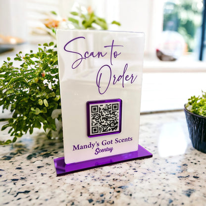 Single QR Code Business Sign, Custom Social Media Display