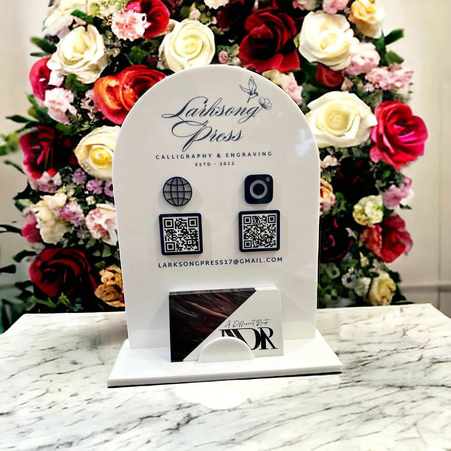 Custom Two QR Code Business Sign with Card Holder