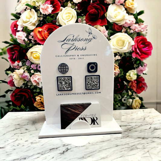 Custom Two QR Code Business Sign with Card Holder
