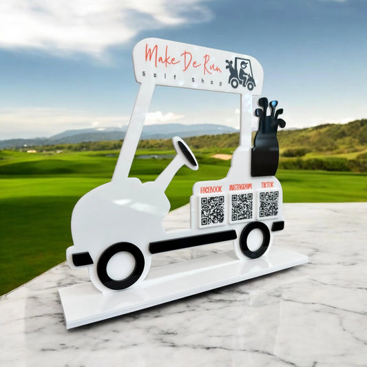 Golf Cart Three QR Code Sign Acrylic Payment and Menu Display for Golf Clubs