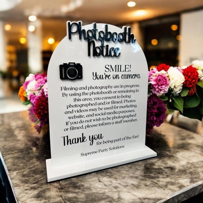 Acrylic Photobooth Rules Sign for Rental Booth Instructions and Event Setup