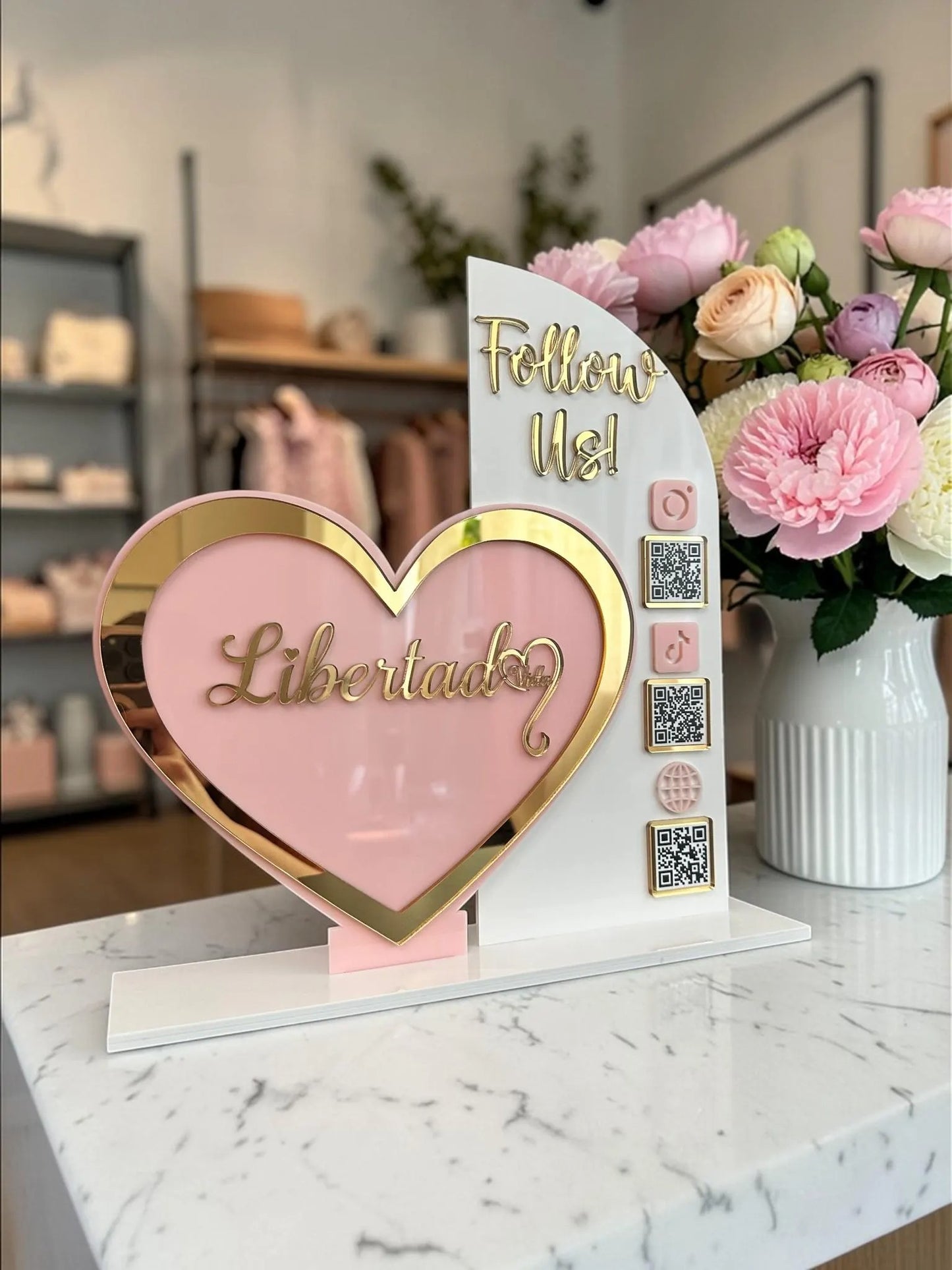 Heart QR Code Sign | Follow Us Social Media Sign with Logo