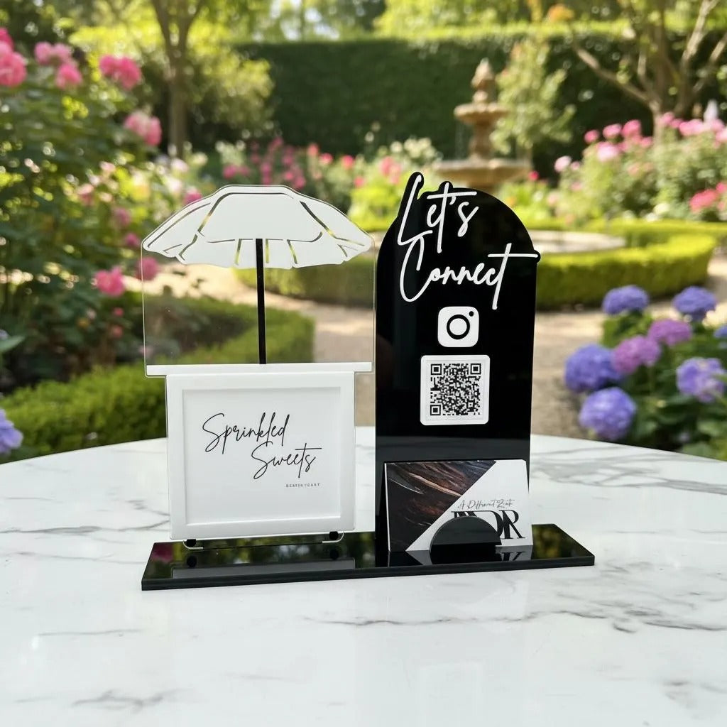 Charcuterie Cart QR Code Sign | Arch Pay/Connect Sign with Logo