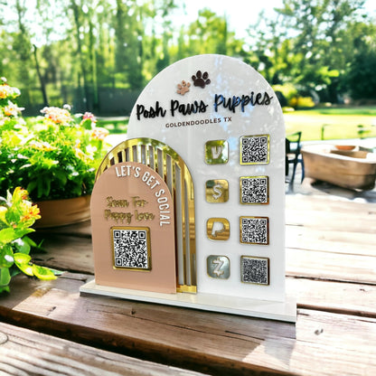 Triple Arch Acrylic QR Code Sign, Vendor Tabletop Display
