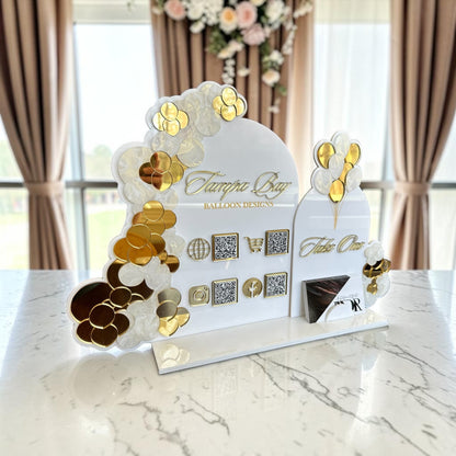 Custom Balloon QR Code Sign with Business Card Holder – Vendor Event Acrylic Display