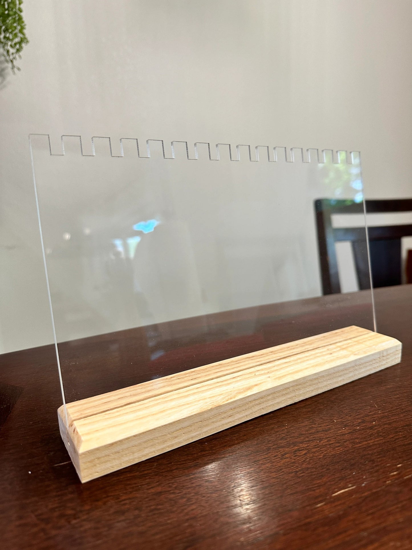 Acrylic Jewelry Chain Display with Ash Wood Base