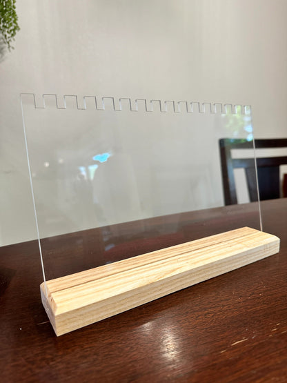 Acrylic Jewelry Chain Display with Ash Wood Base