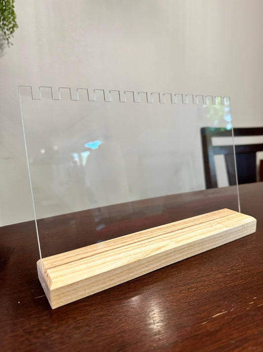 Acrylic Jewelry Chain Display with Ash Wood Base