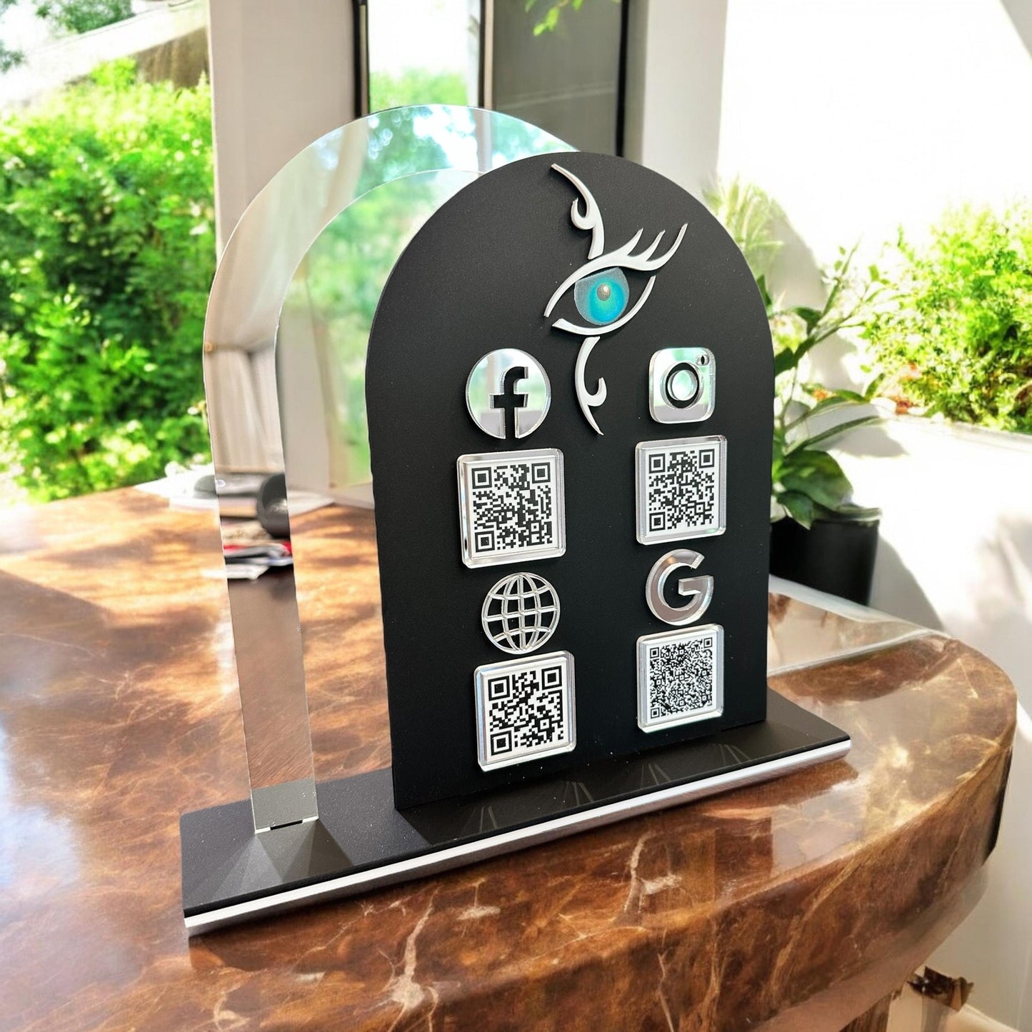 Double Arch QR Code Business Sign, Logo Display