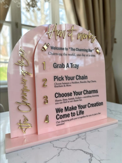 Double Arch “How It Works” Permanent Jewelry Sign with Business Name