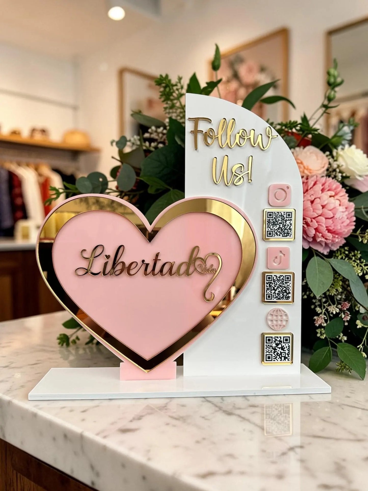 Heart QR Code Sign | Follow Us Social Media Sign with Logo