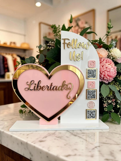 Heart QR Code Sign | Follow Us Social Media Sign with Logo