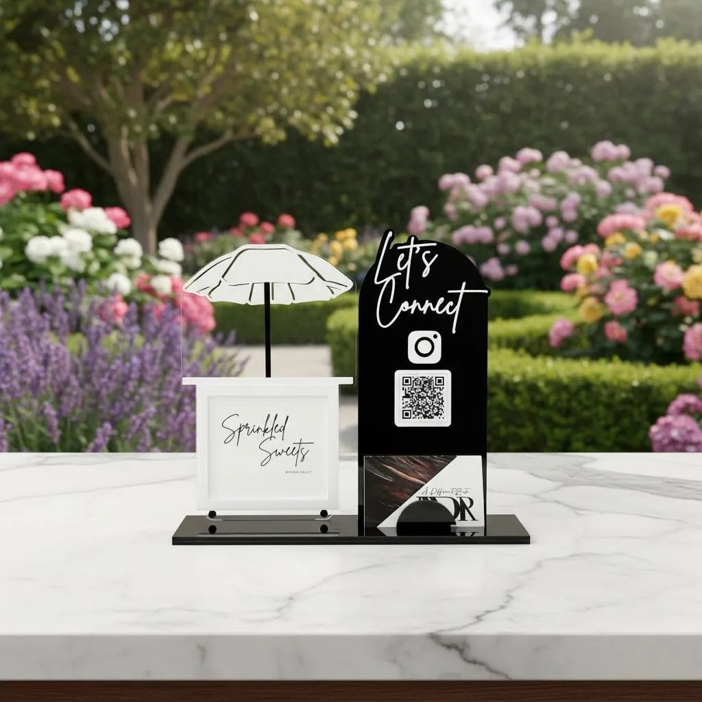 Charcuterie Cart QR Code Sign | Arch Pay/Connect Sign with Logo