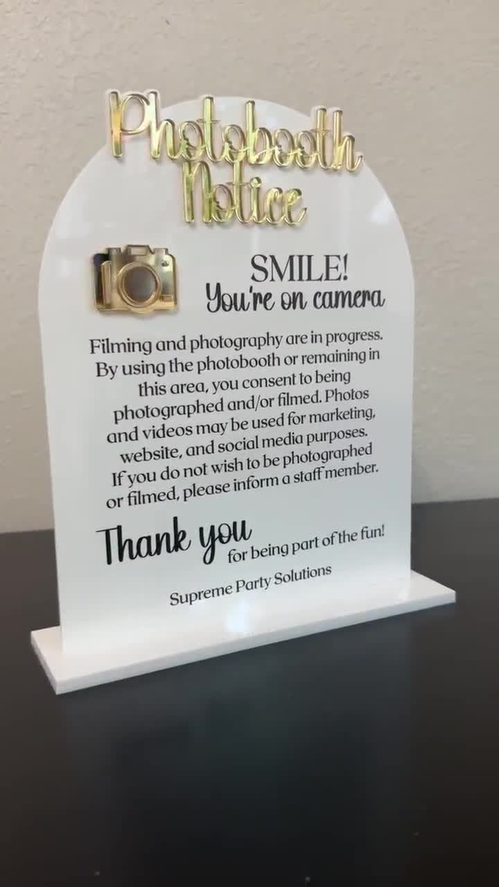 Acrylic Photobooth Rules Sign for Rental Booth Instructions and Event Setup
