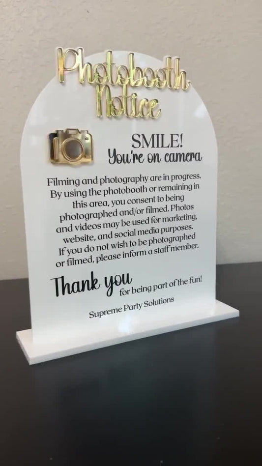 Acrylic Photobooth Rules Sign for Rental Booth Instructions and Event Setup