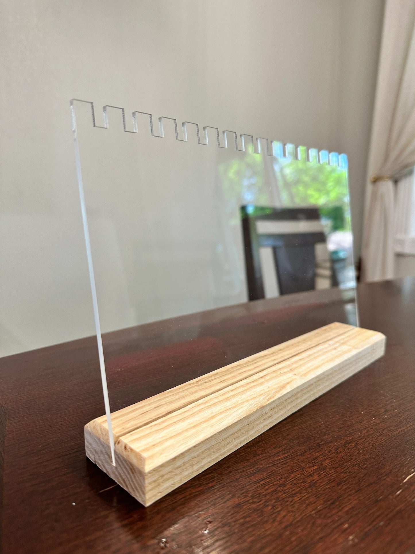Acrylic Jewelry Chain Display with Ash Wood Base