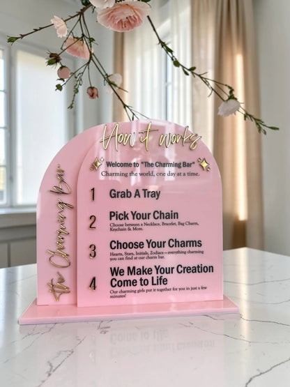 Double Arch “How It Works” Permanent Jewelry Sign with Business Name