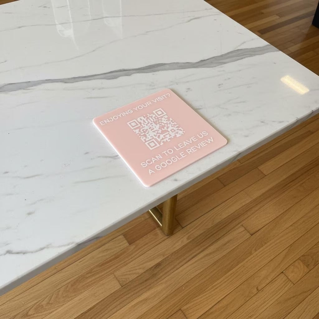QR Code Table Sign 4” | Adhesive Social Media or Payment QR